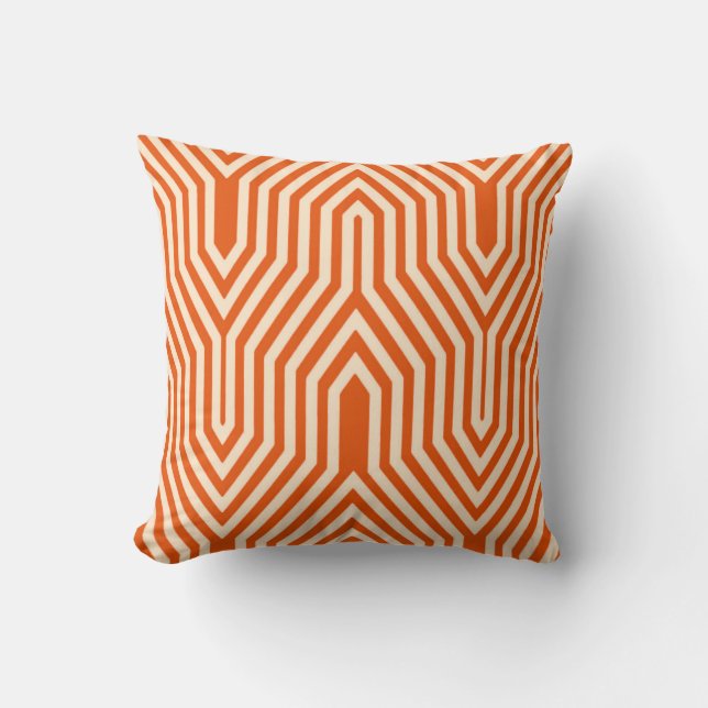 Art Deco geometrisch - mandarijn sinaasappel Kussen (Voorkant)