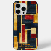 Art Deco Geometrisch  – Marineblauw, Goud, en Rood Case-Mate iPhone Case (Achterkant)