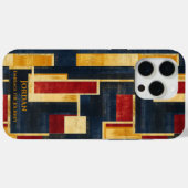 Art Deco Geometrisch  – Marineblauw, Goud, en Rood Case-Mate iPhone Case (Achterkant (horizontaal))