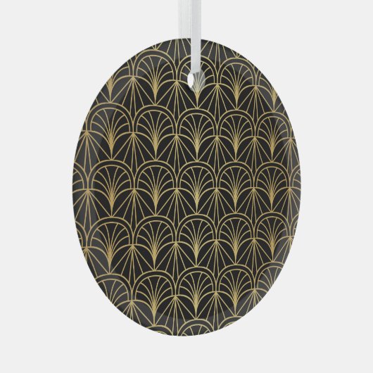 Art Deco geometrisch minimalistisch patroon Glas Ornament (Voorkant Rechts)