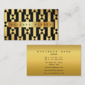 Art Deco Geometrisch Ornament VIP Golden Black Fol Visitekaartje (Voorkant / Achterkant)