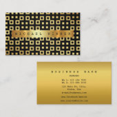 Art Deco Geometrisch Ornament VIP Golden Blue Foli Visitekaartje (Voorkant / Achterkant)