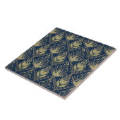 Art Deco geometrisch patroon#6 olijf navy ID1196 Tegeltje (Zijkant)