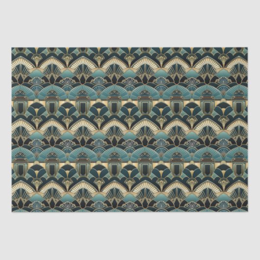 Art Deco Geometrisch Patroon Dun Tissuepapier (Voorkant)