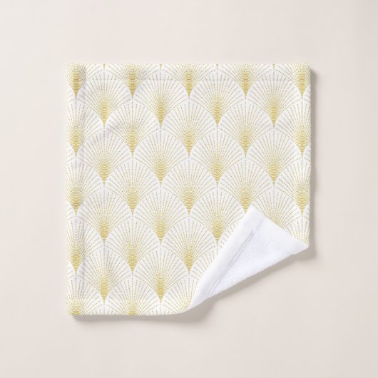 Art Deco geometrisch patroon in goud & wit Bad Handdoek (Wasdoekje)