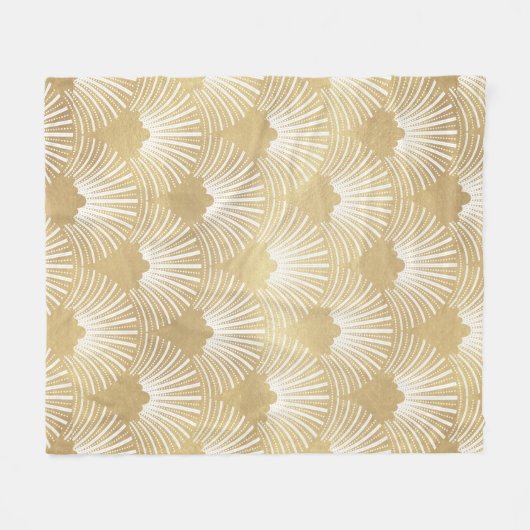 Art-deco geometrisch patroon in goud & wit fleece deken (Voorkant (Horizontaal))