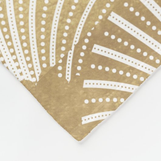 Art-deco geometrisch patroon in goud & wit fleece deken (Hoek)