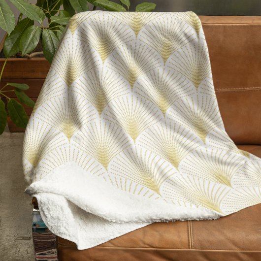 Art Deco geometrisch patroon in goud & wit Fleece Deken