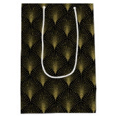 Art Deco geometrisch patroon in goud & wit Medium Cadeauzakje (Achterkant)