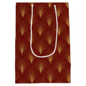 Art Deco geometrisch patroon in goud & wit Medium Cadeauzakje (Achterkant)