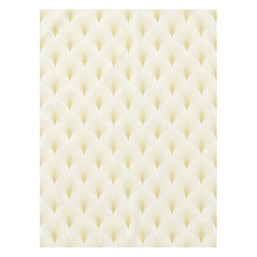 Art Deco geometrisch patroon in goud & wit Tafelkleed (Voorkant)