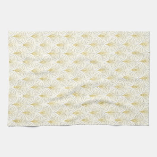 Art Deco geometrisch patroon in goud & wit Theedoek (Horizontaal)