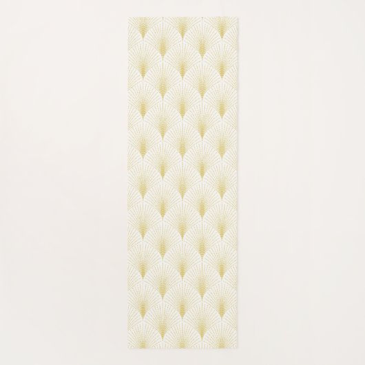 Art Deco geometrisch patroon in goud & wit Yogamat (Achterkant)