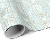 Art Deco geometrisch weelderig aqua Cadeaupapier (Rol Hoek)