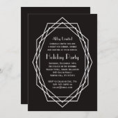 Art Deco Geometrisch Zakelijk Vakantie Party Zwart Kaart (Voorkant / Achterkant)