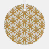 Art Deco geometrisch Zee Shell Glas Ornament (Achterkant)