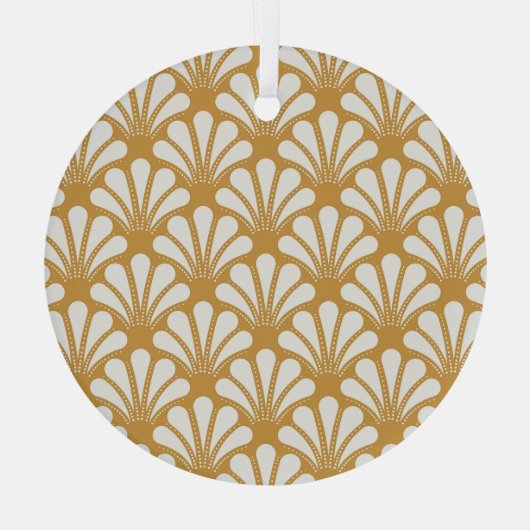 Art Deco geometrisch Zee Shell Glas Ornament (Achterkant)