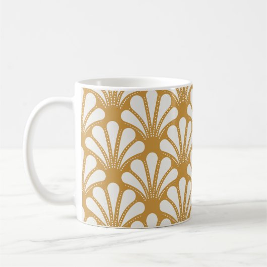 Art Deco geometrisch Zee Shell Koffiemok (Links)