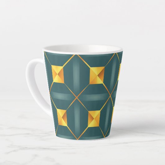Art Deco Geometrische 12oz Latte Mok (Linkerhoek)