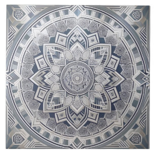 Art Deco geometrische cirkellijnen alle tinten gri Tegeltje