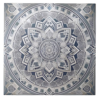 Art Deco geometrische cirkellijnen alle tinten gri Tegeltje