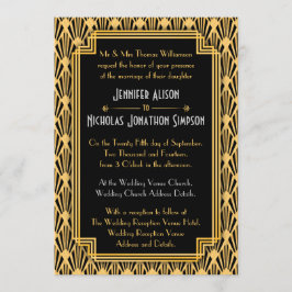 Art Deco geometrische diamanten patroon bruiloft Kaart