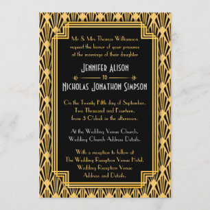Art Deco geometrische diamanten patroon bruiloft Kaart