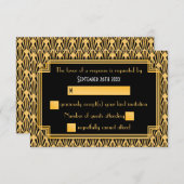 Art Deco geometrische diamanten patroon bruiloft R RSVP Kaartje (Voorkant / Achterkant)