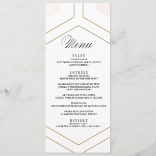 Art Deco Geometrische Diamond Bruiloft Menu Kaart