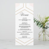 Art Deco Geometrische Diamond Bruiloft Menu Kaart (Staand voorkant)