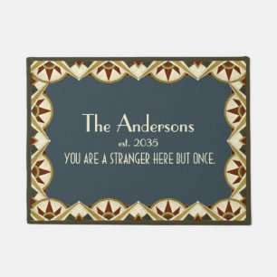 Art Deco Geometrische Familienaam Doormat Deurmat