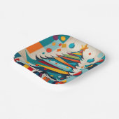 Art Deco Geometrische Joyful Kerstboom met Gift Papieren Bordje (Gebogen)