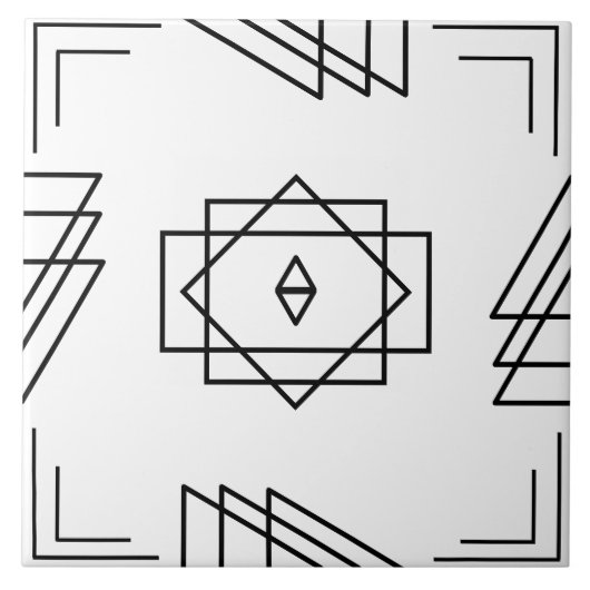 Art Deco Geometrische keramische Tegel Tegeltje (Voorkant)