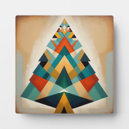 Art Deco Geometrische Kerst Driehoek Takken Fotoplaat