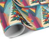 Art Deco geometrische kerstboom driehoek hemel Cadeaupapier (Rol Hoek)