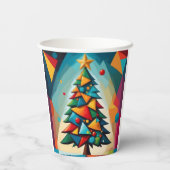 Art Deco geometrische kerstboom driehoek hemel Papieren Bekers (Achterkant)