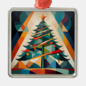 Art Deco geometrische kerstboom driehoek Metalen Ornament (Voorkant)