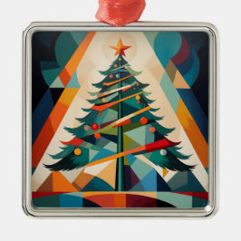 Art Deco geometrische kerstboom driehoek Metalen Ornament