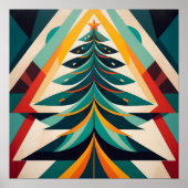 Art Deco Geometrische Kerstmis Groene Takken Poster (Voorkant)