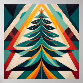 Art Deco Geometrische Kerstmis Groene Takken Poster