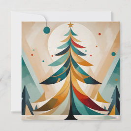 Art Deco geometrische kerstveren vertakkingen Feestdagenkaart