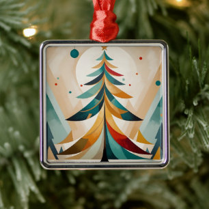 Art Deco geometrische kerstveren vertakkingen Metalen Ornament