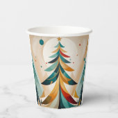 Art Deco geometrische kerstveren vertakkingen Papieren Bekers (Achterkant)