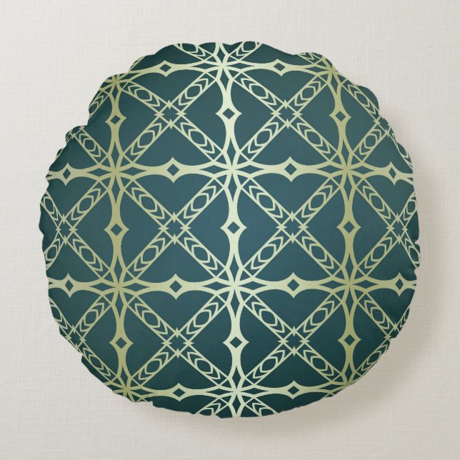 Art-deco, geometrische  luxe rond kussen (Voorkant)