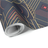 Art Deco Geometrische Opheffing - Rode Koraal Cadeaupapier (Rol Hoek)