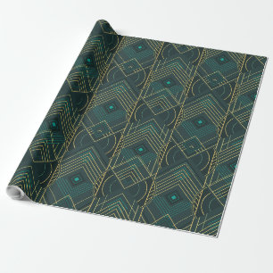 Art Deco Geometrische Opwaartse Beweging - Turquoi Cadeaupapier