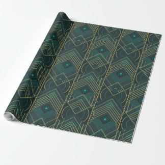 Art Deco Geometrische Opwaartse Beweging - Turquoi Cadeaupapier