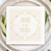 Art Deco Geometrische Paar Naam Aangepaste bruilof Folie Servetten