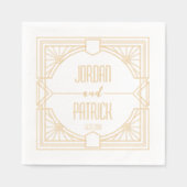Art Deco Geometrische Paar Naam Aangepaste bruilof Folie Servetten (Voorkant)