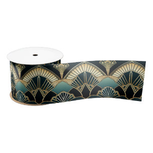 Art Deco Geometrische Patroon Dik Satijnen Lint
